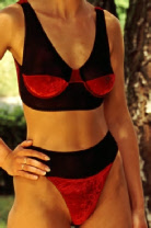 Netz/Samt rot-schwarz